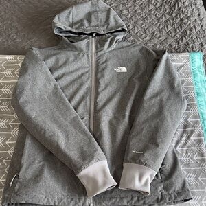 The North Face Heather Gray Hooded Softshell Jacket Fleece Lined
